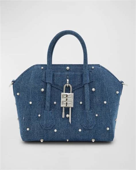 givenchy antigona small grey|mini antigona lock denim tote bag.